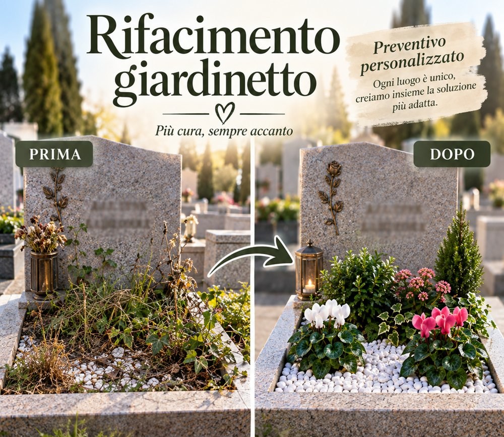 Rifacimento giardinetto del luogo: prima e dopo